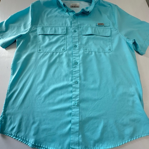 Ocean Coast men’s medium button up front fishing shirt front pockets vented back - Picture 12 of 15